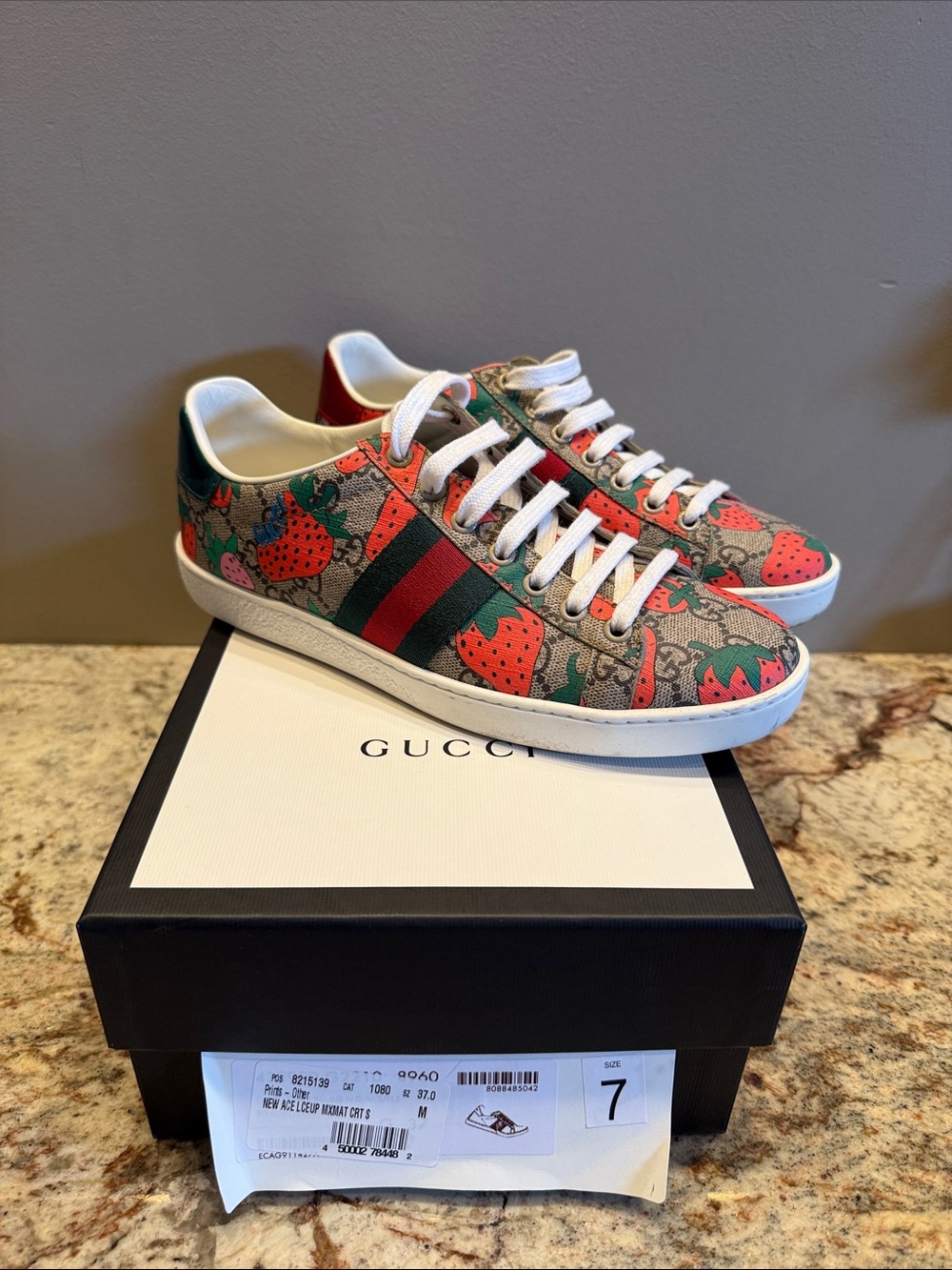 Gucci Ace Strawberry Sneaker Size 37
